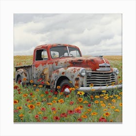 Old Truck In The Field Canvas Print