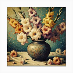 Vase with Gladioli 3 Canvas Print