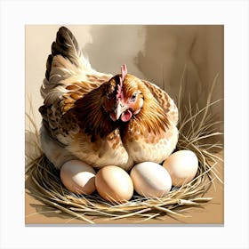 Chicken In The Nest Canvas Print