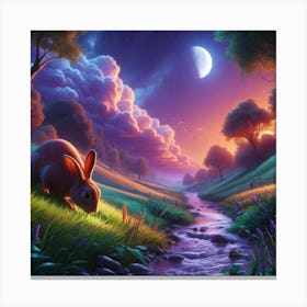 Rabbit Eating Grass Realistic Hd 4 Canvas Print