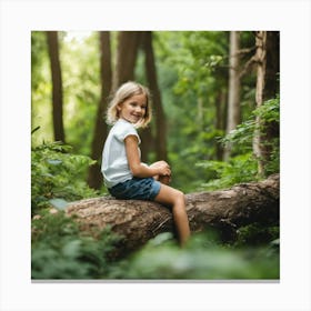 Little Girl In The Forest 1 Canvas Print