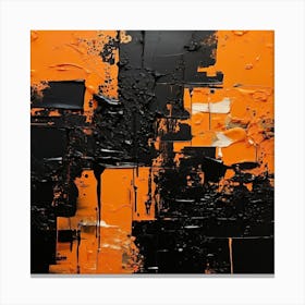Hand Painted Abstract Black And Orange Canvas Print