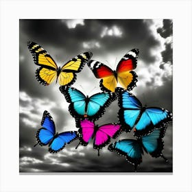 Colorful Butterflies In The Sky 6 Canvas Print