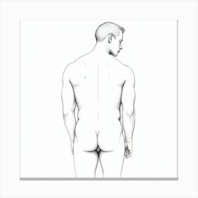 Back Of A Man, Figure Sketch, male butt Canvas Print