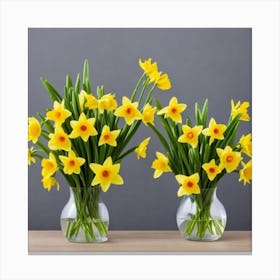 Daffodils In Vases Canvas Print