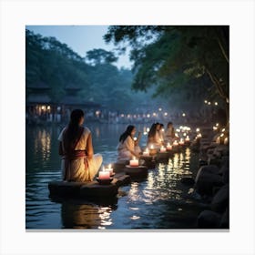 A Spiritual Light Festival Imbued With The Essence Of Faith Glow Of Sacred Lanterns Adorning An Anc (2) 1 Canvas Print