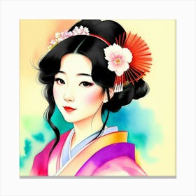 Beautiful Geisha Traditional Clothes Japan Canvas Print