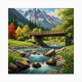 Bridge Over The Stream 3 Canvas Print