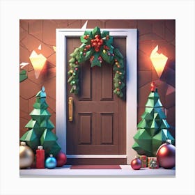 Christmas Decoration On Home Door Low Poly Isometric Art 3d Art High Detail Artstation Concept (1) Canvas Print
