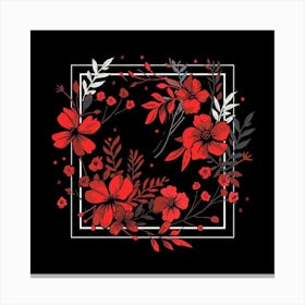 Red Flowers In A Frame 1 Canvas Print