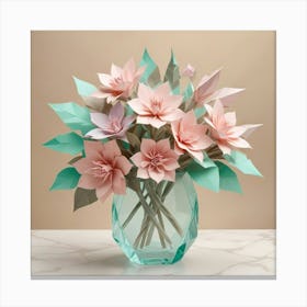 Paper Flowers In A Vase Canvas Print