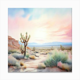 Watercolor A Serene Landscape In Great Basin Desert Canvas Print