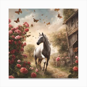 Horse in garden Canvas Print