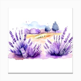 Watercolor Lavender Field Canvas Print