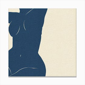 Blue Minimal Nude Silhouettes  Canvas Print