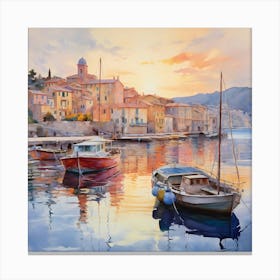 Sunset Serenity: Impressionist Whispers in the Italian Riviera Canvas Print