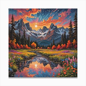 Sunset In The Mountains 5 Canvas Print