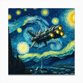 Spaceship Starry Night Van Gogh Painting Canvas Print