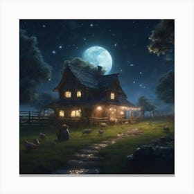 House At Night Canvas Print