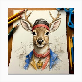 Pirate Deer 11 Canvas Print