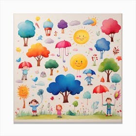 Colorful children's drawings 2 Canvas Print