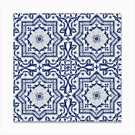 Classic Cobalt Blue Azulejo Large Panel Canvas Print