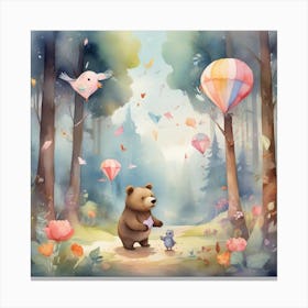 A Bear in a Forest 1 Canvas Print