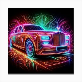 Neon Art of a Rose Royce Canvas Print