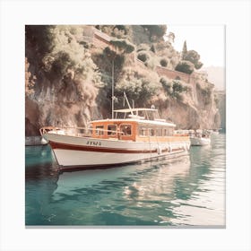 Boat In Taormina, Summer Vintage Film  Photography Canvas Print