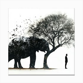 Elephant And The Man Canvas Print