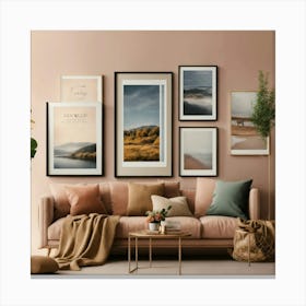 Living Room With Framed Pictures 24 Canvas Print