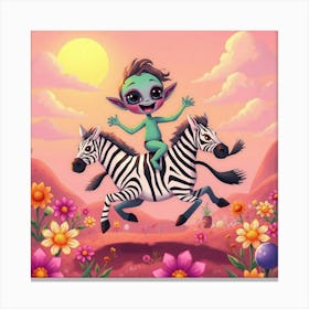 Elf On Zebra Canvas Print