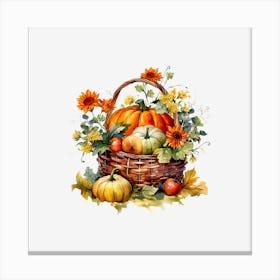 Pumpkins In A Basket Canvas Print