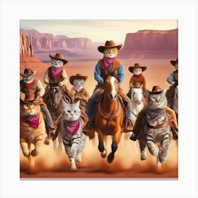 Cowboy Cats Canvas Print