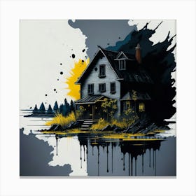 Colored House Ink Painting (84) Canvas Print