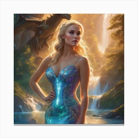 Princess And A Dragon Canvas Print