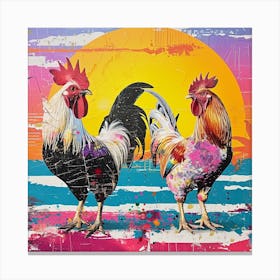 Kitsch Retro Rooster Collage 2 Canvas Print