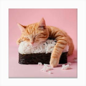 Cat Sleeping On Sushi 1 Canvas Print