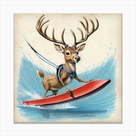 Deer Surfing 2 Canvas Print