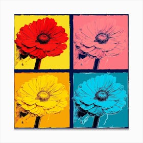 Andy Warhol Style Pop Art Flowers Calendula 3 Square Canvas Print
