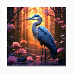 Blue Heron In The Forest Canvas Print