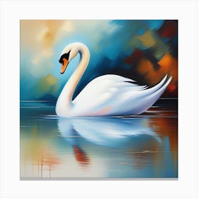 Swan On Water Canvas Print