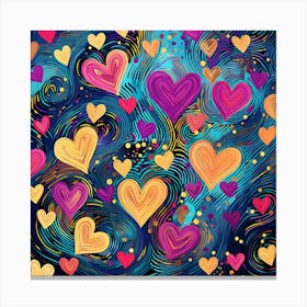 Seamless Pattern With Hearts Canvas Print