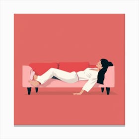 Woman Relaxing On A Couch Canvas Print