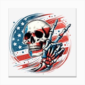 American Flag Skull 9 Canvas Print