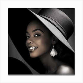 Black Woman In A Hat 10 Canvas Print