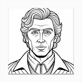 Line Art Portrait Of A Man With Wavy Hair Canvas Print