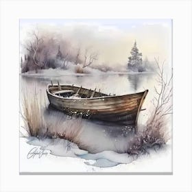 Boat In The Snow Wall Art Print Canvas Print