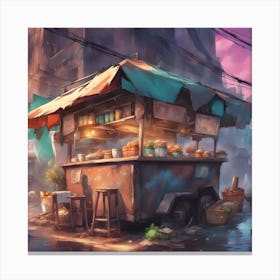 Street Food Cart Canvas Print