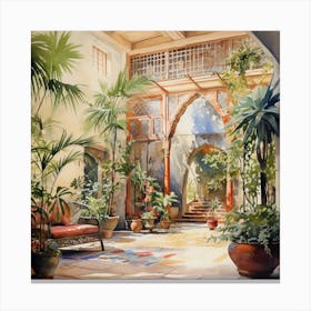 Courtyard Of A Moroccan House Canvas Print